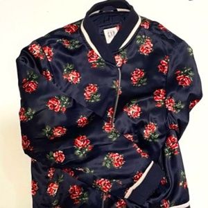 Navy Red Rose Bomber Jacket- Children